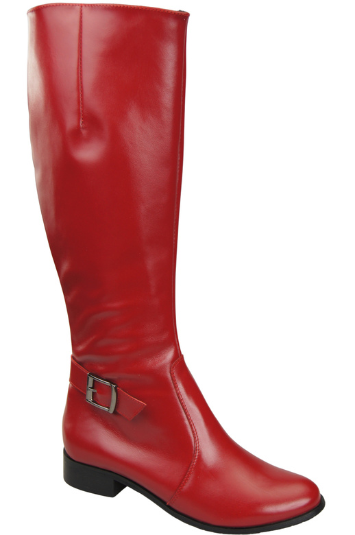 Damen-Lederstiefel Rot Gefüttert Offiziersstiefel, Flach 225 ElitaBut
