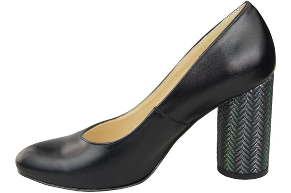 Damenschuhe Pumps Schwarz Naturleder Bunter Zierabsatz 194 ElitaBut