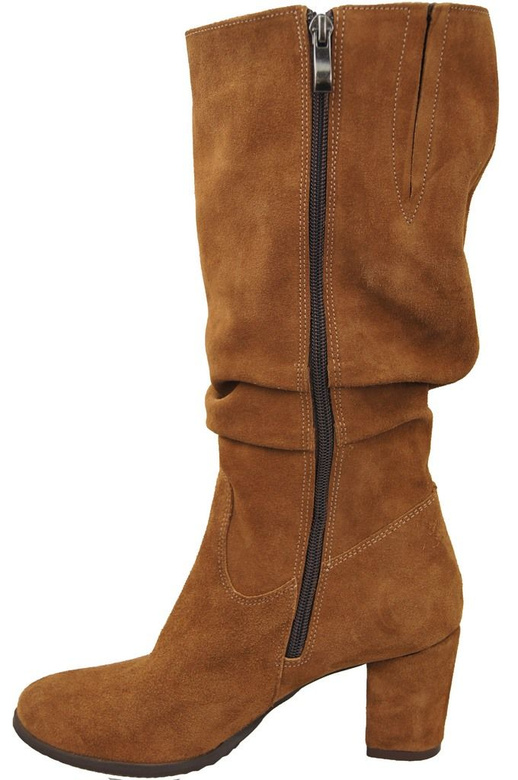 Schuhe Damenstiefel, Naturleder, Velours 141 Karmel ElitaBut