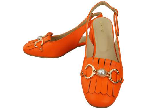 Damenschuhe Orange Sandalen mit Fransen verziert Naturleder 208 ElitaBut