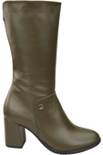 Schuhe Damen-Halbstiefel, Naturleder, Oliv 189 ElitaBut