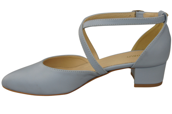 Damen Sandalen Echtleder Hellblau mit Riemen Niedriger Absatz 223 ElitaBut