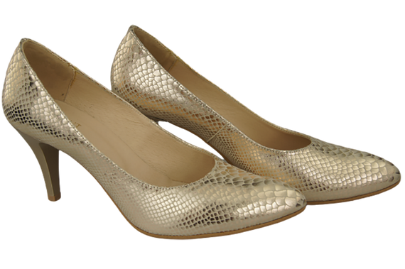 Damenschuhe Pumps Gold, Schlangenmotiv, Naturleder 150 ElitaBut