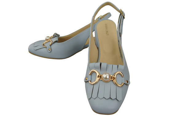 Damenschuhe Hellblau Sandalen mit Fransen verziert Naturleder 208 ElitaBut