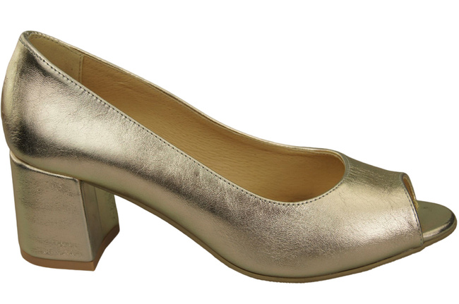 Damenschuhe PEEP TOE Gold Pumps, Naturleder mit beschichtetem Absatz 192 ElitaBut