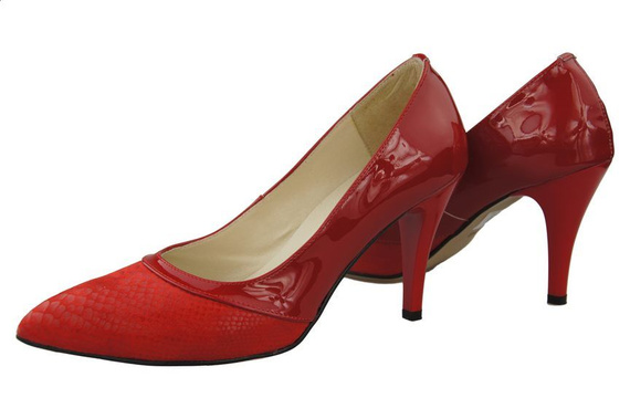 Damenschuhe Pumps mit Schuppenmotiv, Naturleder, Rot 951 ElitaBut