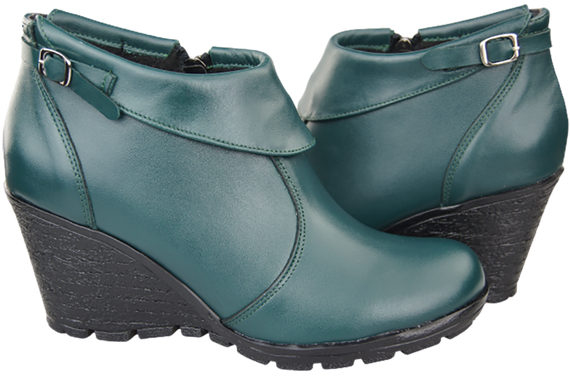 Damenschuhe Keilstiefel, Naturleder, Malachit 739 ElitaBut