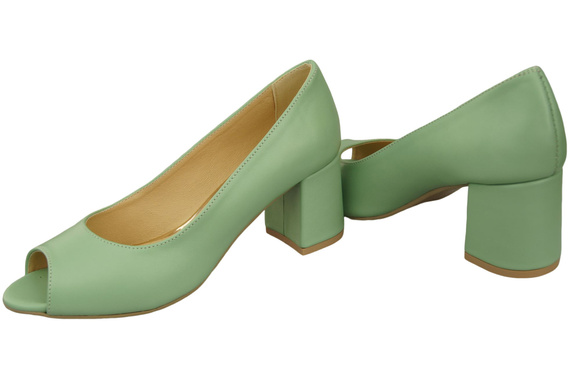 Damenschuhe PEEP TOE Pumps, Mint, Naturleder mit beschichtetem Absatz 192 ElitaBut