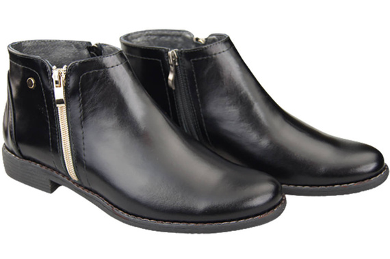 Frühlingsstiefel für Damenschuhe, Naturleder, Schwarz, Glänzend 872 ElitaBut