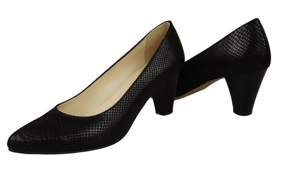 Damenschuhe Pumps, Naturleder, Schuppenmotiv, Schwarz 927 ElitaBut
