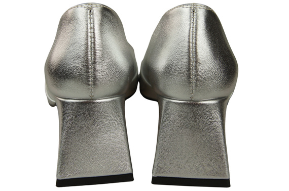 Damen Pumps Silber Echtleder Spitz Zehen Absatz ElitaBut 221