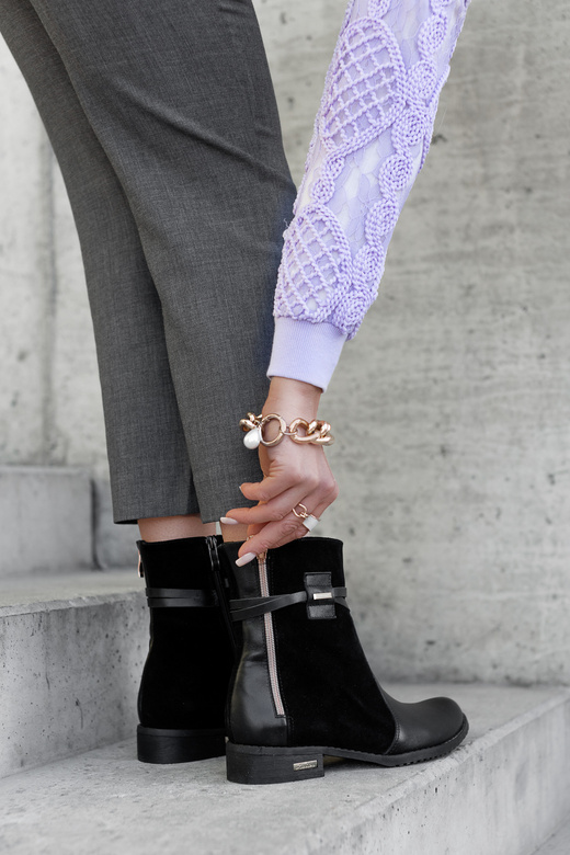 Damenschuhe Stiefel, Naturleder, Schwarz 885 ElitaBut