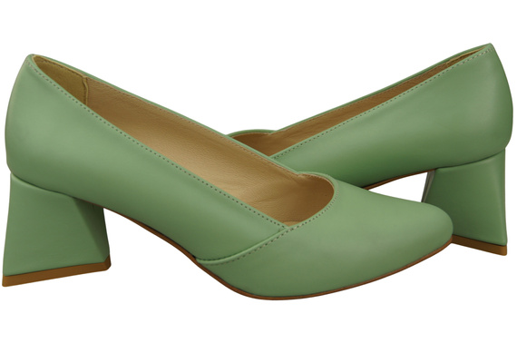 Damen Pumps Minze Echtleder Spitz Zehen Absatz ElitaBut 221