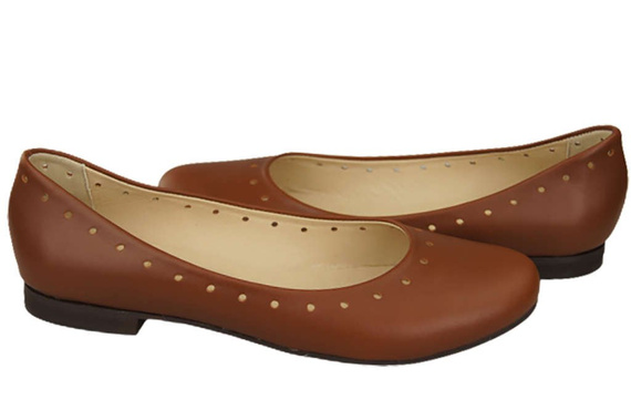 Damenschuhe Bequeme Ballerinas, Naturleder, Braun 162 ElitaBut