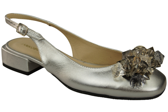 Damen Schuhe Silber Sandalen mit Kristallen Naturleder 215 ElitaBut