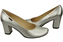 Klassische Damen Silber Leder Mandel Nase Pumps 201 ElitaBut