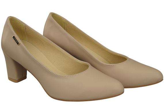 Klassische Glatt Damen Cappuccino Blass Naturleder Schuhe 213 ElitaBut