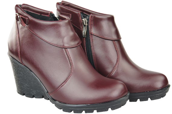 Damenschuhe Keilstiefel, Naturleder, Burgund 739 ElitaBut