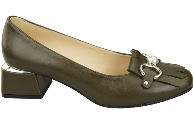 Damenschuhe Pumps mit Fransen verziert Oliv Naturleder 195 ElitaBut