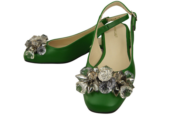 Damen Schuhe Grün Sandalen mit Kristallen Naturleder 215 ElitaBut