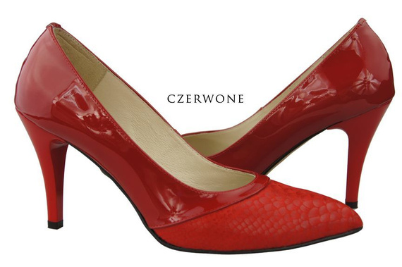 Damenschuhe Pumps mit Schuppenmotiv, Naturleder, Rot 951 ElitaBut