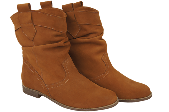 Schuhe Damen Stiefeletten Winter Naturveloursleder Karamell 117 Z ElitaBut