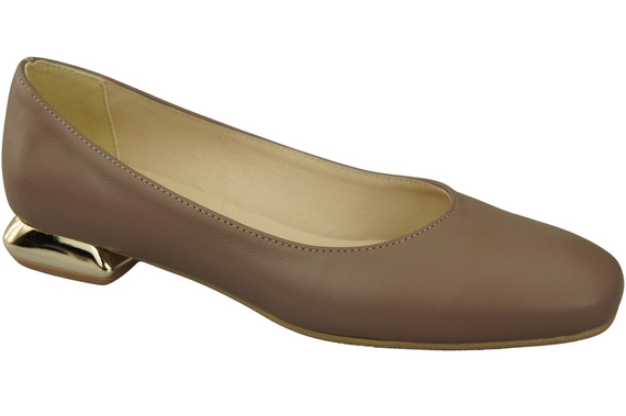 Flache Frauen Schuhe Cappuccino Dunkel Dekorative Ferse Naturleder 209 ElitaBut