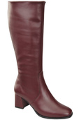 Bequeme Damen Burgund Niedrig Absatz Stiefel Naturleder 212 ElitaBut