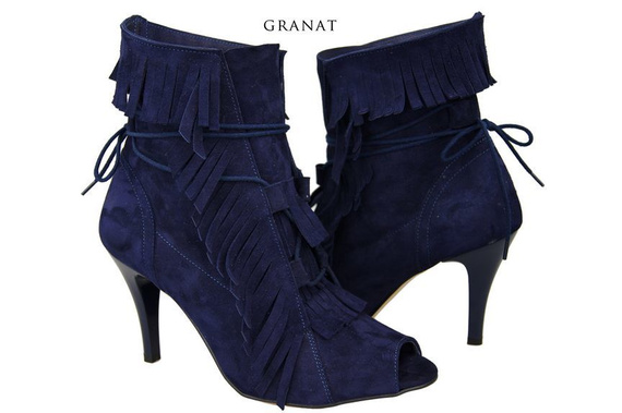 Damenschuhe Peep-Toe-Stiefeletten, natürliches Wildleder, Marineblau 964 ElitaBut