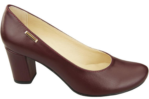 Klassische Damen Burgunderrote Leder Mandel Nase Pumps 201 ElitaBut