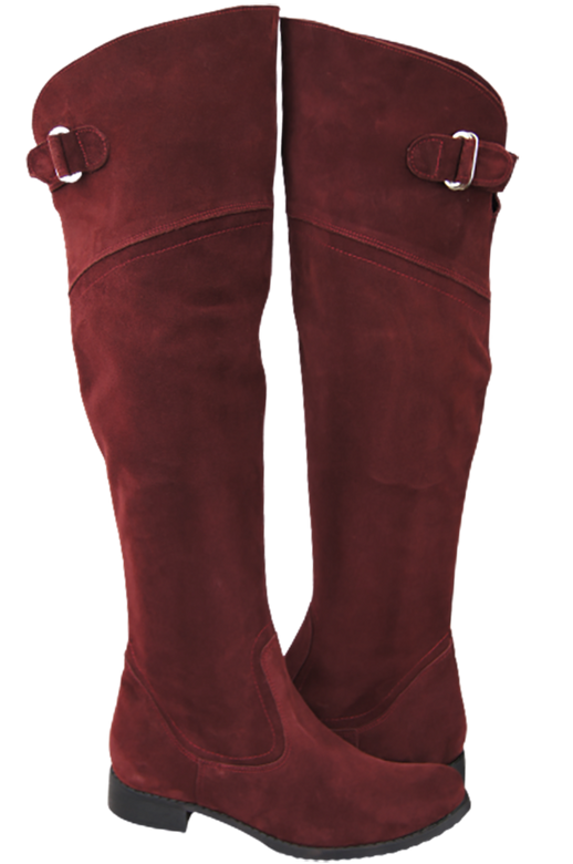 Schuhe Damenstiefel Stiefel Overknee-Stiefel, Naturleder, Velours, Burgund 154 ElitaBut