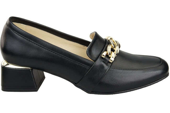 Damenschuhe mit Zierkette Pumps Mokassins Naturleder 193 Schwarz ElitaBut