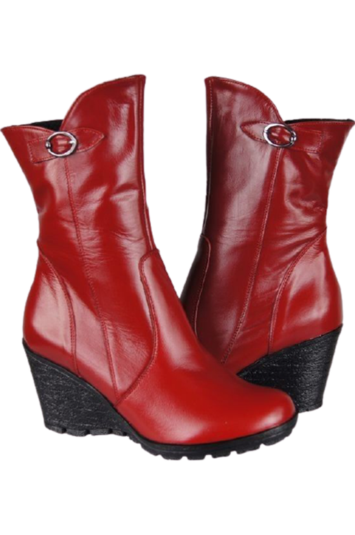 Damen-Keilstiefel, Naturleder, Rot 750 ElitaBut