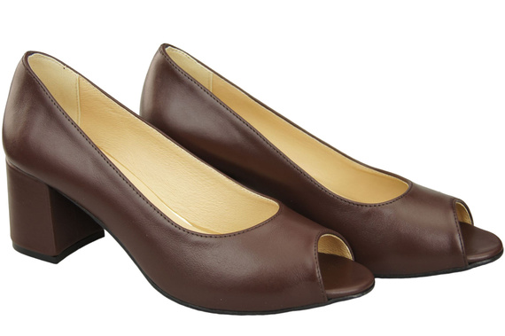 Damenschuhe PEEP TOE Chocolate Pumps Naturleder mit beschichtetem Absatz 192 ElitaBut