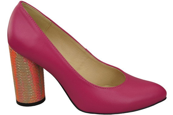 Damenschuhe Pumps Lila Naturleder Bunter Zierabsatz 194 ElitaBut