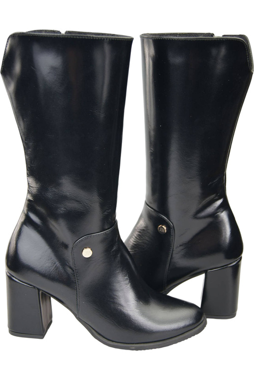 Damen-Halbstiefel, Naturleder, Schwarz, Glänzend 189 ElitaBut