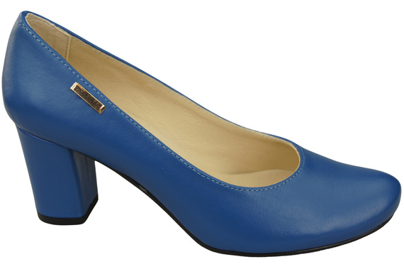 Klassische Damen Blau Leder Mandel Nase Pumps 201 ElitaBut