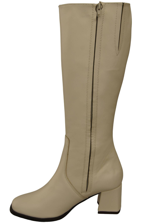 Bequeme Damen Beige Niedrig Absatz Stiefel Naturleder 212 ElitaBut