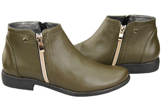 Damenschuhe Damenstiefel Warmes Naturleder Olive 872 von Elitabut