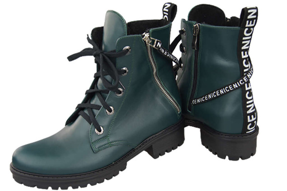 Schuhe Damen-Stiefeletten mit der Aufschrift NICE, Naturleder, Malachit 173 von ElitaBut
