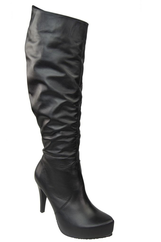 Damen-Plateaustiefel, Naturleder, Schwarz 120 ElitaBut