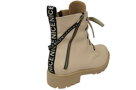 Schuhe Damenstiefeletten mit der Aufschrift NICE, Naturleder, Beige 173 L ElitaBut