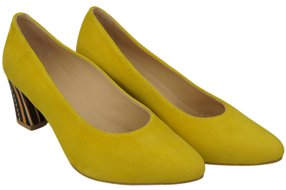 Damenschuhe Zitronenpumps Natürliches Wildleder mit dekorativem Absatz 158 von ElitaBut