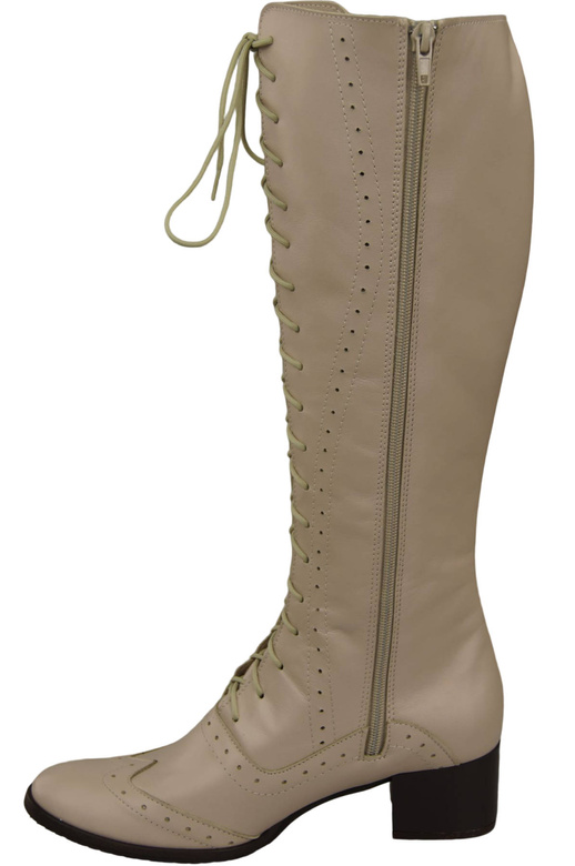 Schuhe Damenstiefel Schnürstiefel aus Naturleder Cappuccino Bright 595 ElitaBut