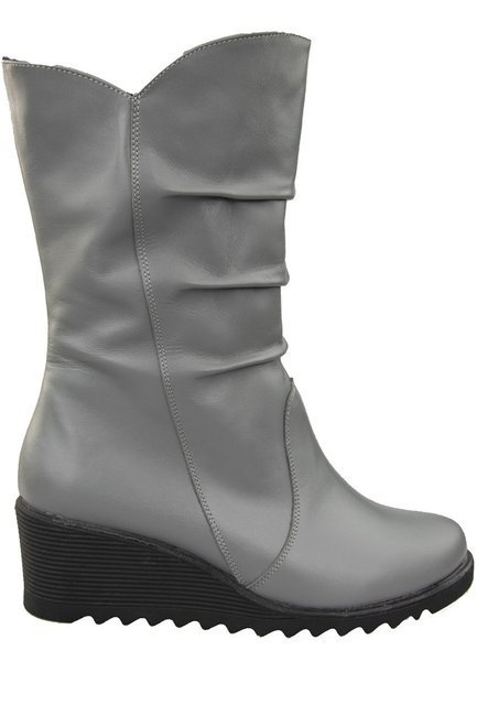Schuhe Damen-Keilstiefel Winter, Naturleder, Grau 140 ElitaBut