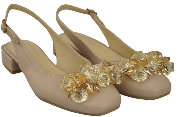 Damen Schuhe Cappuccino Blass Sandalen mit Kristallen Naturleder 215 ElitaBut