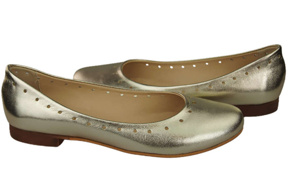 Damenschuhe Bequeme Ballerinas, Naturleder, Gold 162 ElitaBut