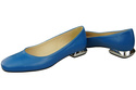 Flache Frauen Schuhe Blau Dekorative Ferse Naturleder 209 ElitaBut