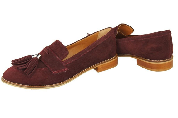 Schuhe Damen Mokassins Naturveloursleder Burgund 134 ElitaBut