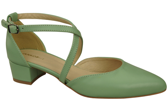 Damen Sandalen Echtleder Minze mit Riemen Niedriger Absatz 223 ElitaBut